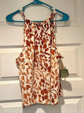 Ryegrass Brand Abstract Floral Tank Top in Brown & Cream NWT